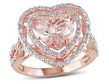 3/4 Carat (ctw) Morganite Heart Ring in 10K Rose Gold with Diamonds